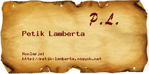 Petik Lamberta névjegykártya